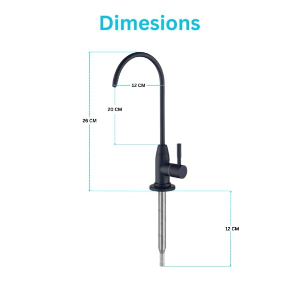 Shapure Stainless Steel RO Faucet Tap SS 304 – Balck Matt Finish | Durable Drinking Water Filter Faucet Tap - Image 2