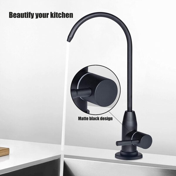 Shapure Stainless Steel RO Faucet Tap SS 304 – Balck Matt Finish | Durable Drinking Water Filter Faucet Tap - Image 5