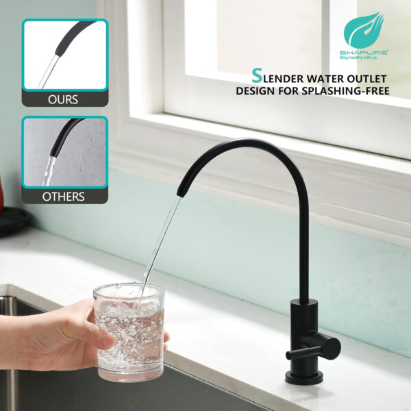 Shapure Stainless Steel RO Faucet Tap SS 304 – Balck Matt Finish | Durable Drinking Water Filter Faucet Tap - Image 7