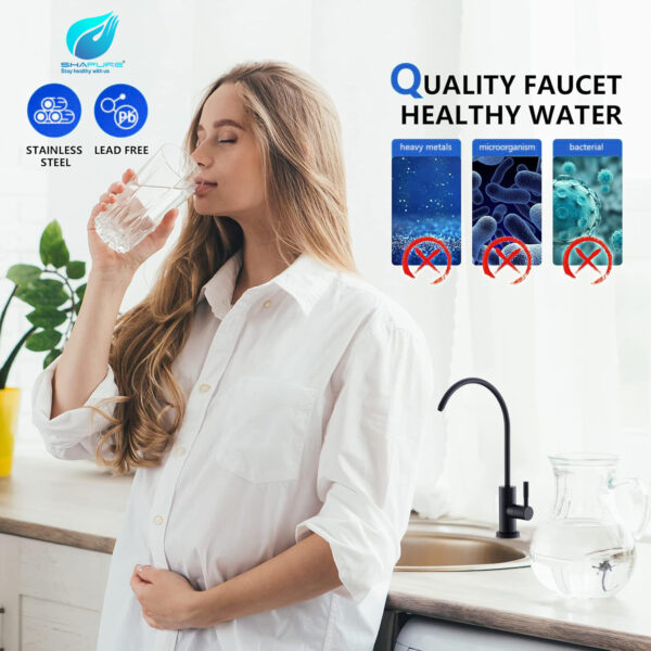 Shapure Stainless Steel RO Faucet Tap SS 304 – Balck Matt Finish | Durable Drinking Water Filter Faucet Tap - Image 8