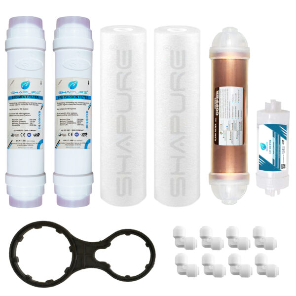 Shapure Half Yearly RO Service Kit for Aqua 9090 & Aqua Nine | Complete Water Purifier Filter Set with Carbon Sediment Copper Spun UF Filters and Connectors