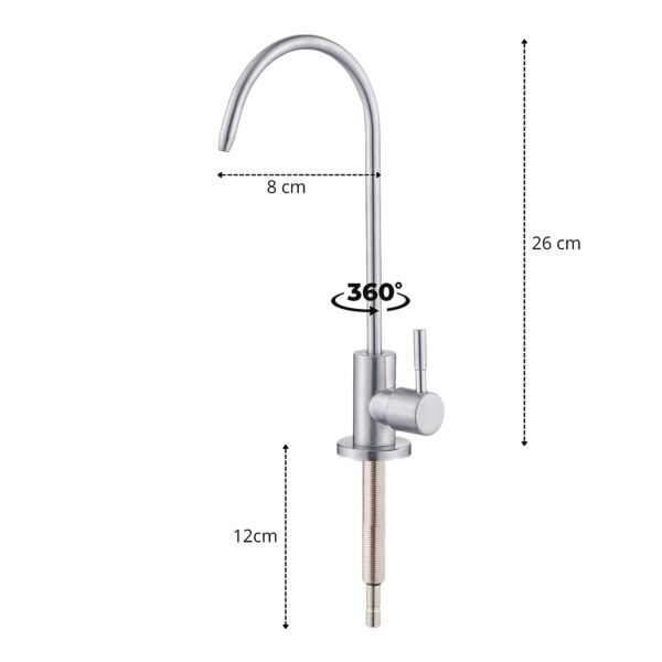 Shapure Imported RO Faucet Tap for Undersink Water Purifiers – Stainless Steel Finish | 100% Lead-Free | 360° Swivel - Image 2