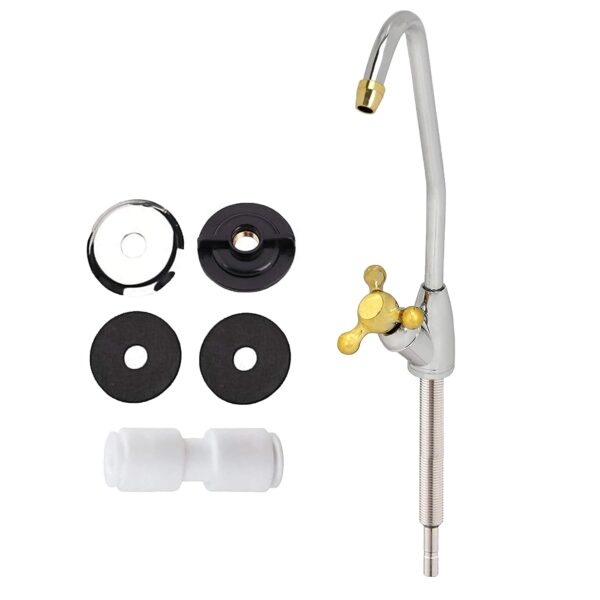 Shapure Imported RO Faucet Tap with Chrome Finish for Undersink Water Purifiers | 100% Lead-Free | Golden Handle Faucet
