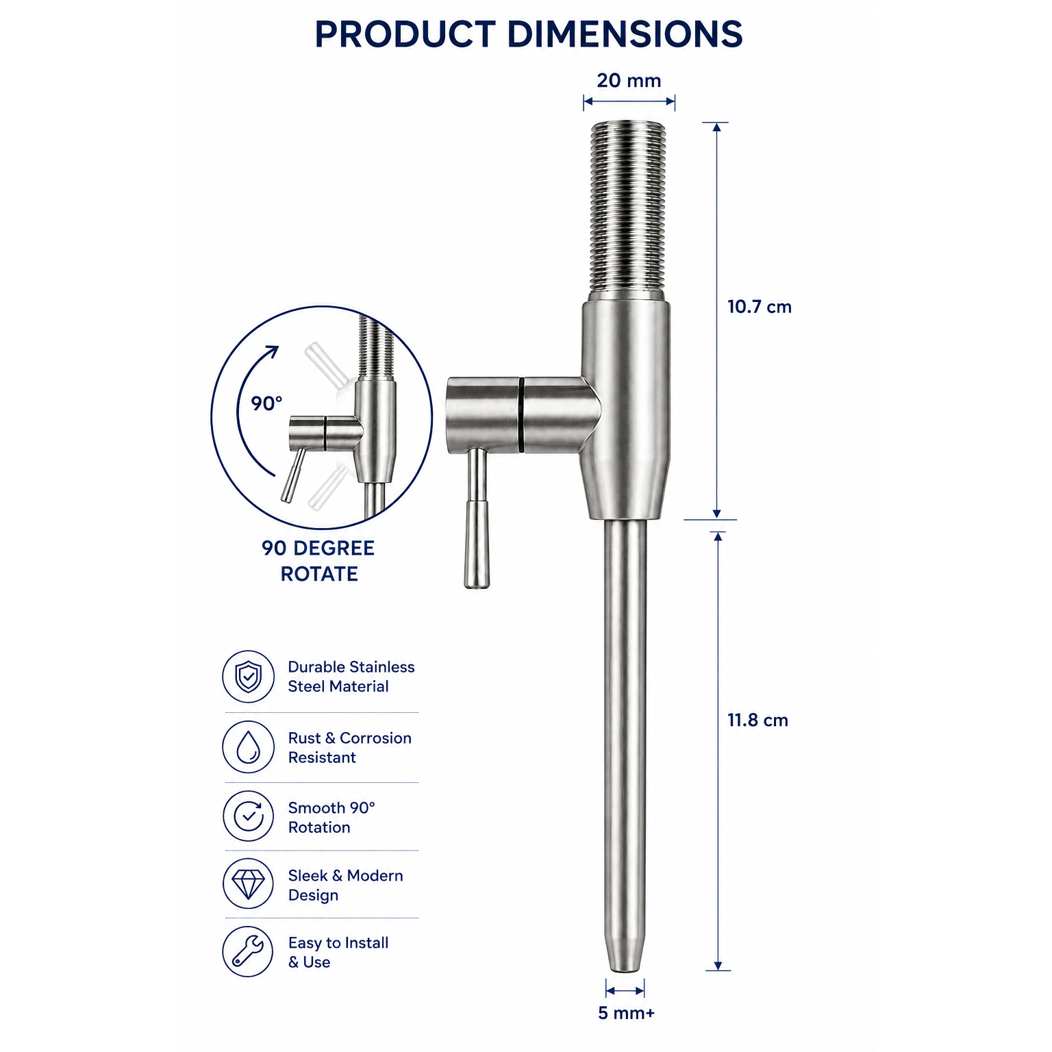 304 stainless steel straight RO faucet